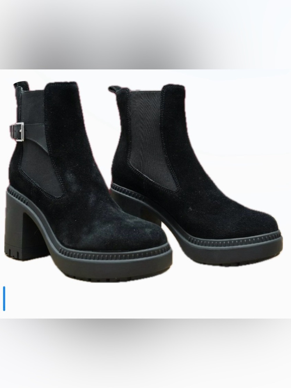 Calvin Klein Black Suede Platform Chelsea Ankle Boots